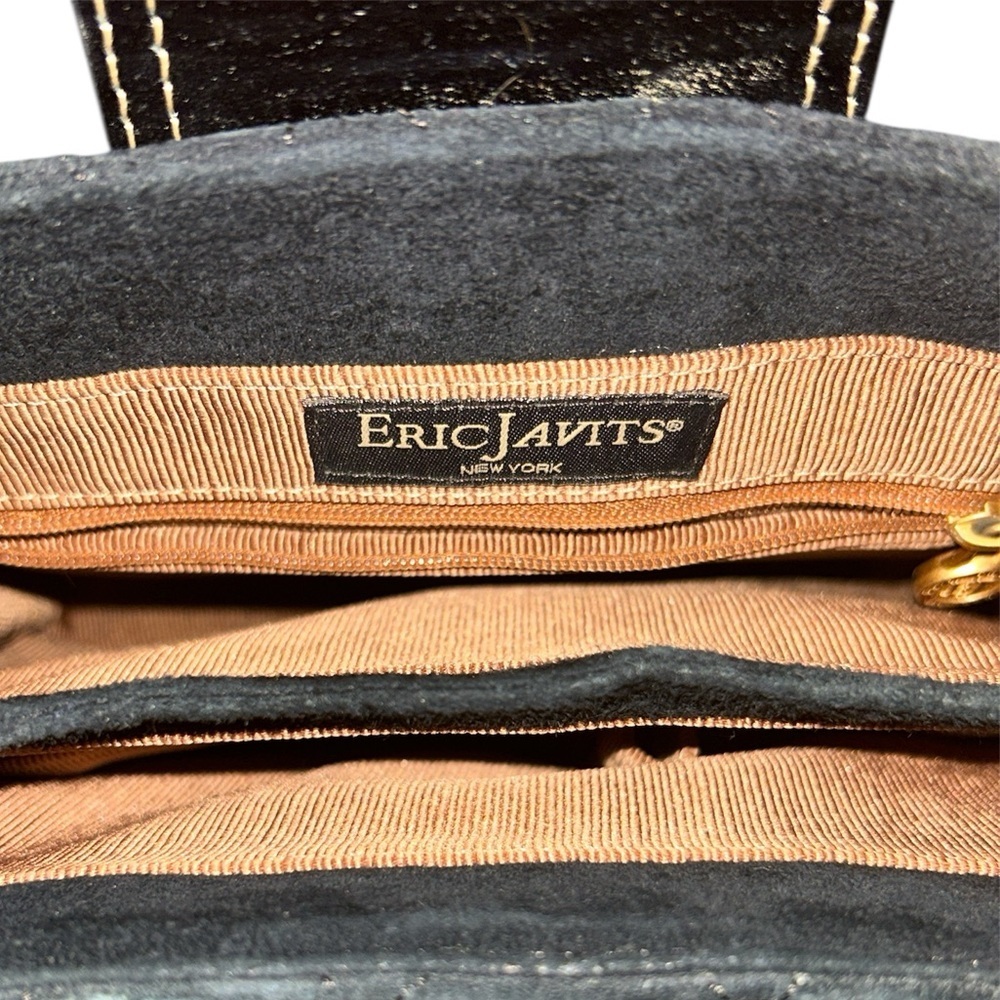 Eric Javits Black Shoulder Bag quilted velour with Structured Elegance - Picture 4 of 4